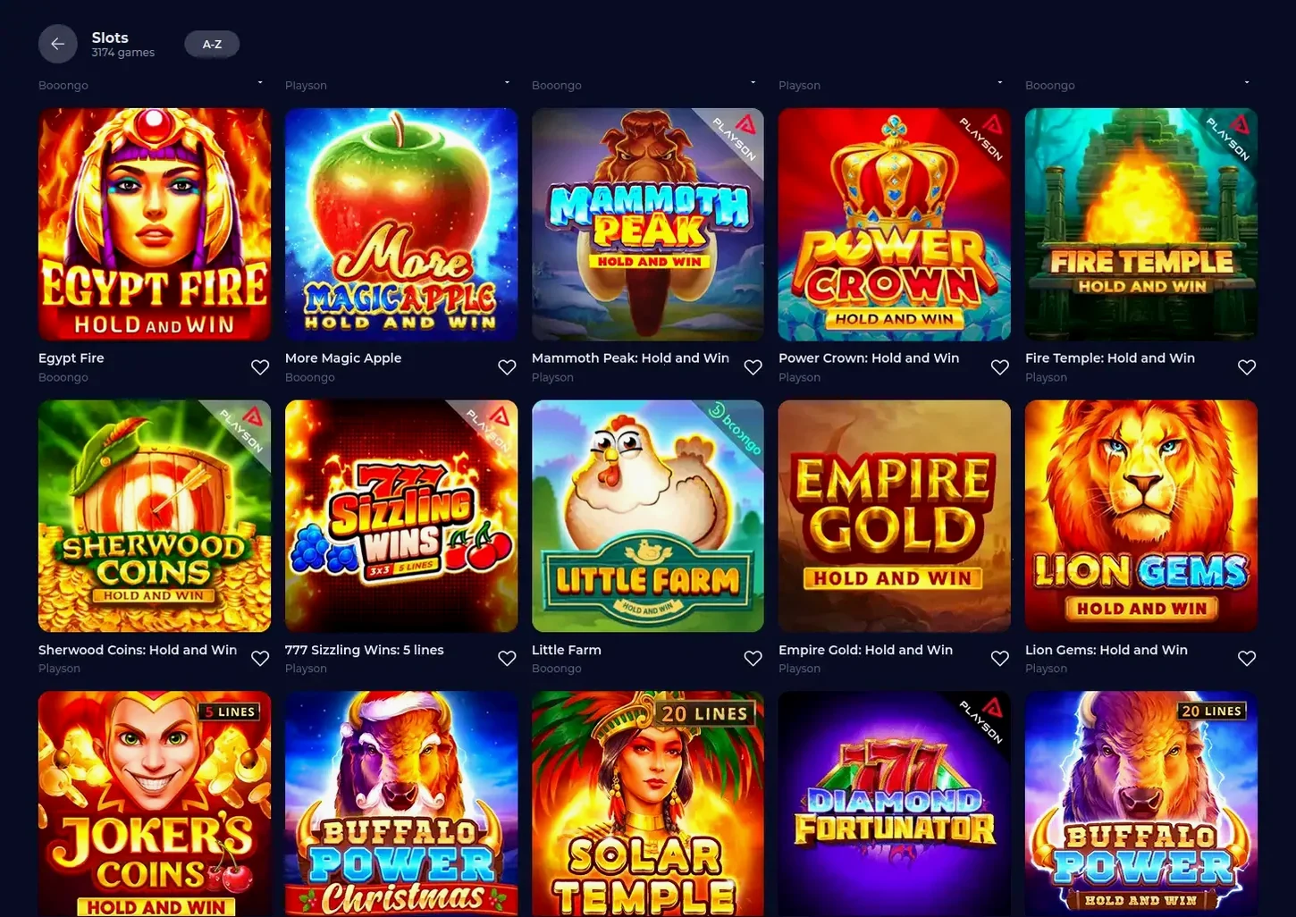 Playjonny Casino Spielauswahl